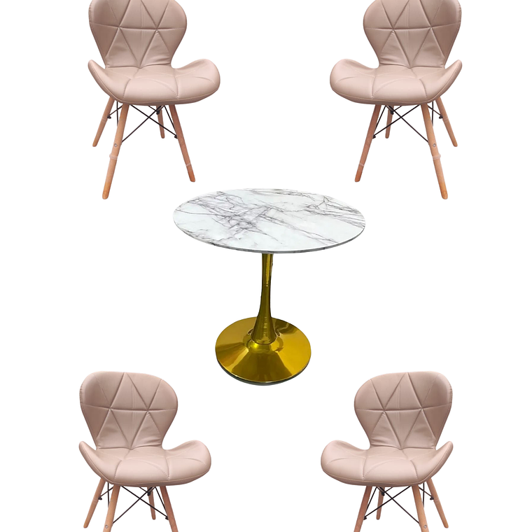 Comedor Mesa Tulip Golden + Sillas Radar 5