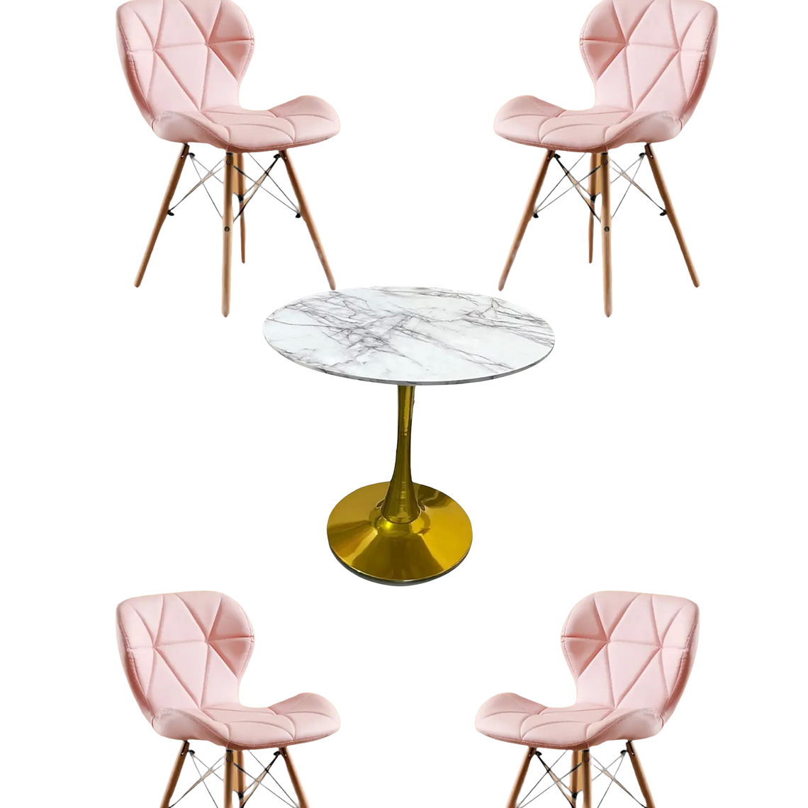 Comedor Mesa Tulip Golden + Sillas Radar 6