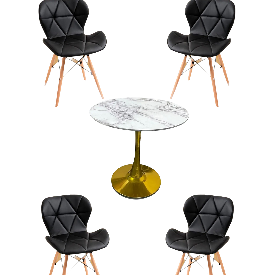 Comedor Mesa Tulip Golden + Sillas Radar 4