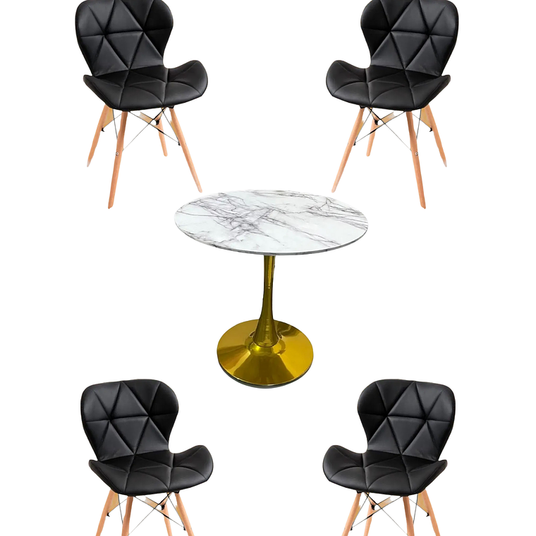 Comedor Mesa Tulip Golden + Sillas Radar 4