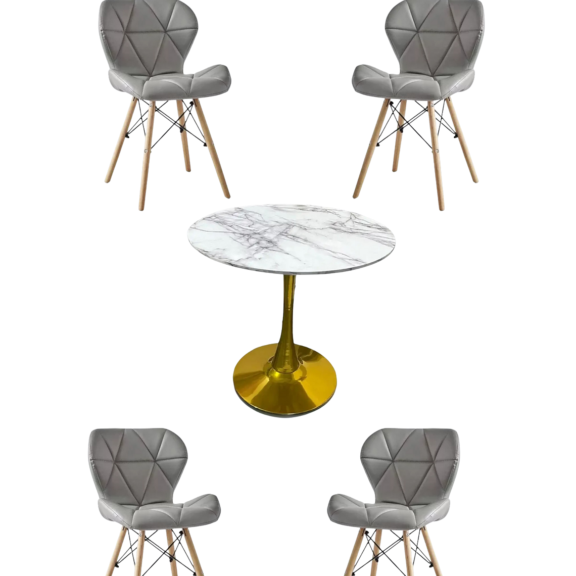 Comedor Mesa Tulip Golden + Sillas Radar 2