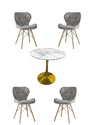 Comedor Mesa Tulip Golden + Sillas Radar
