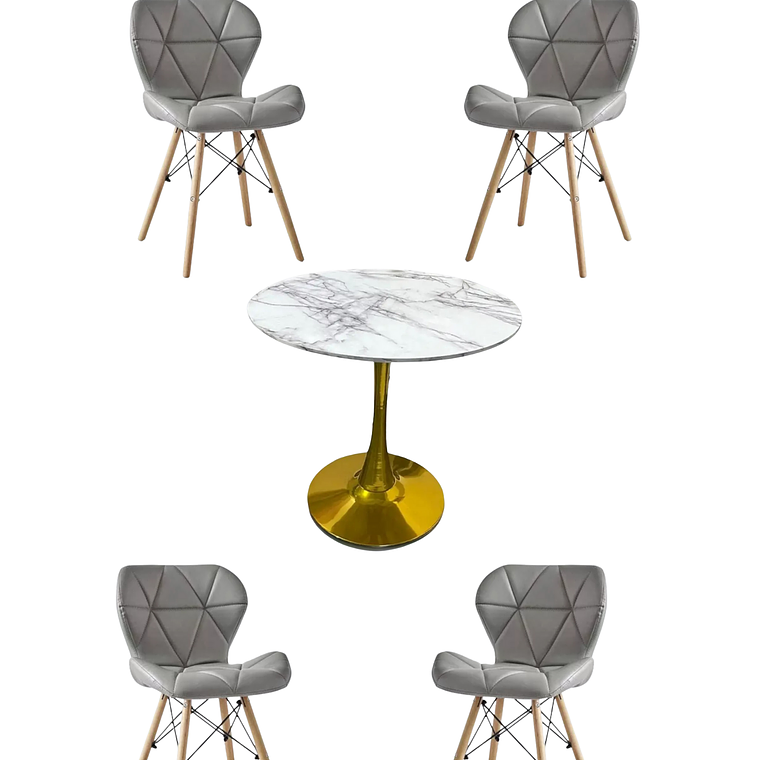 Comedor Mesa Tulip Golden + Sillas Radar 2