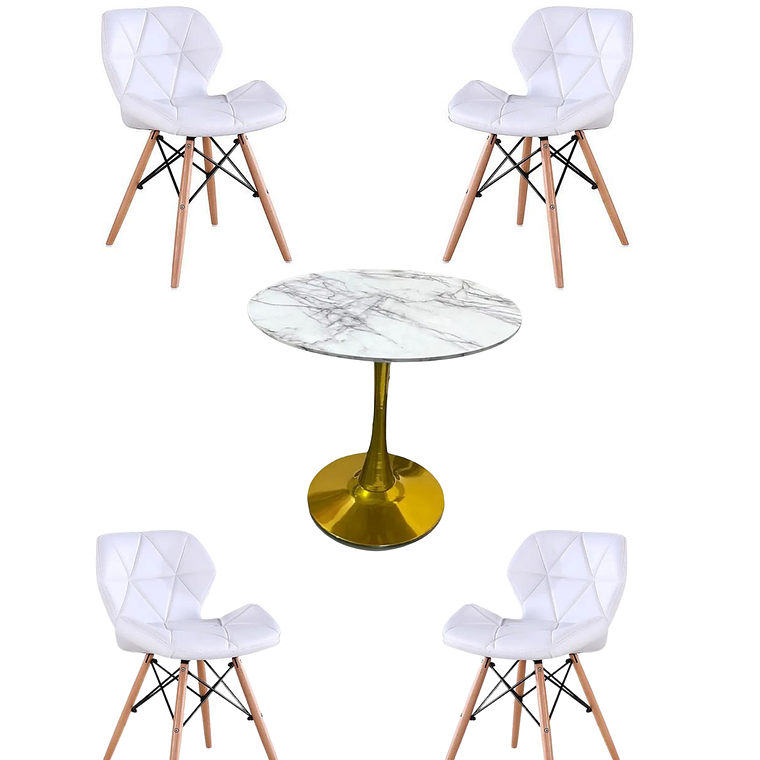 Comedor Mesa Tulip Golden + Sillas Radar 3