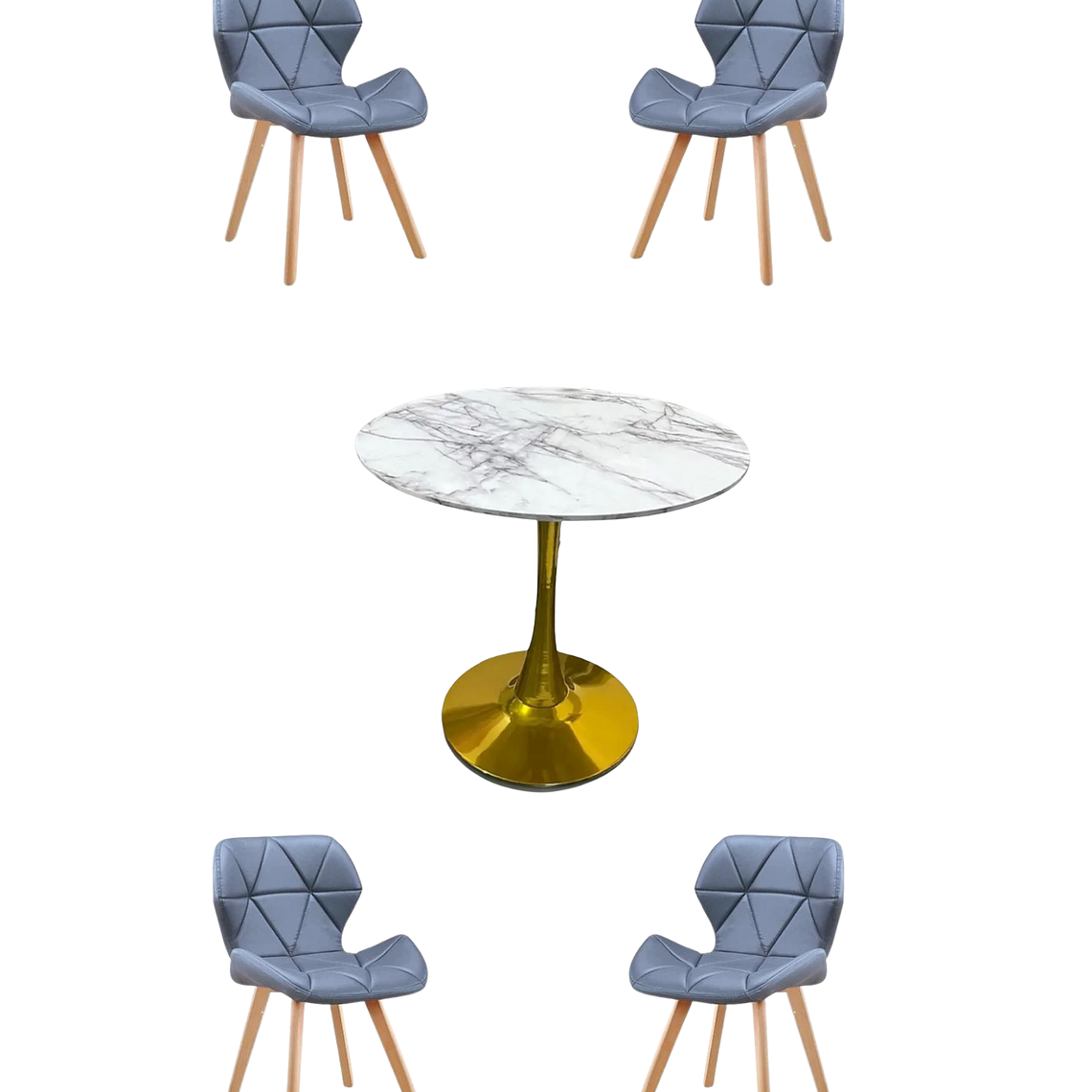 Comedor Mesa Tulip Golden + Sillas Radar Fiori 2