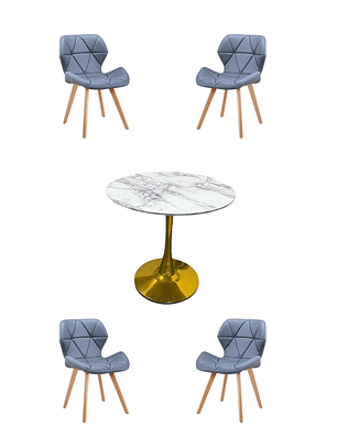 Comedor Mesa Tulip Golden + Sillas Radar Fiori