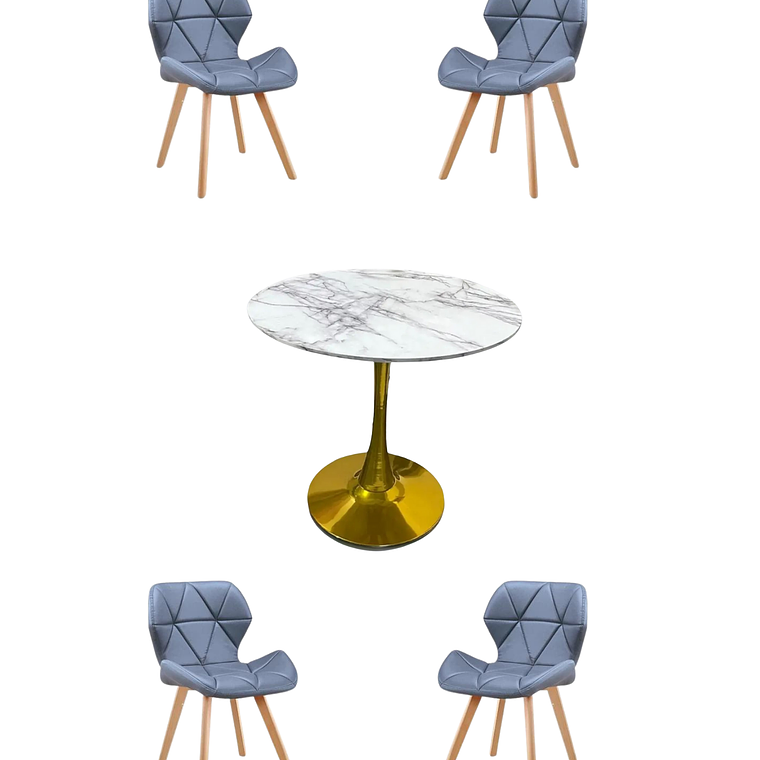 Comedor Mesa Tulip Golden + Sillas Radar Fiori 2