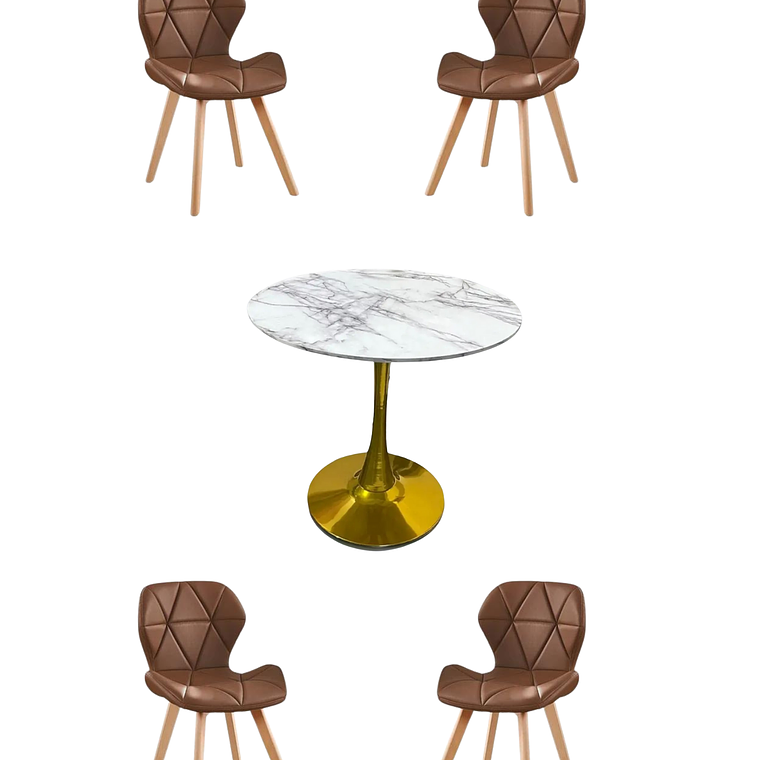 Comedor Mesa Tulip Golden + Sillas Radar Fiori 3