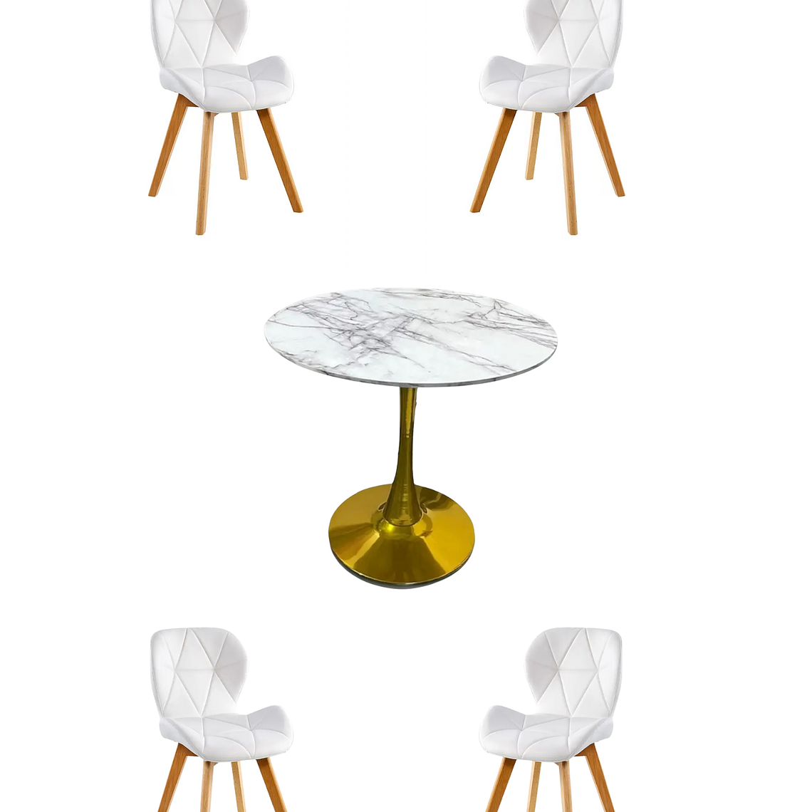 Comedor Mesa Tulip Golden + Sillas Radar Fiori 4