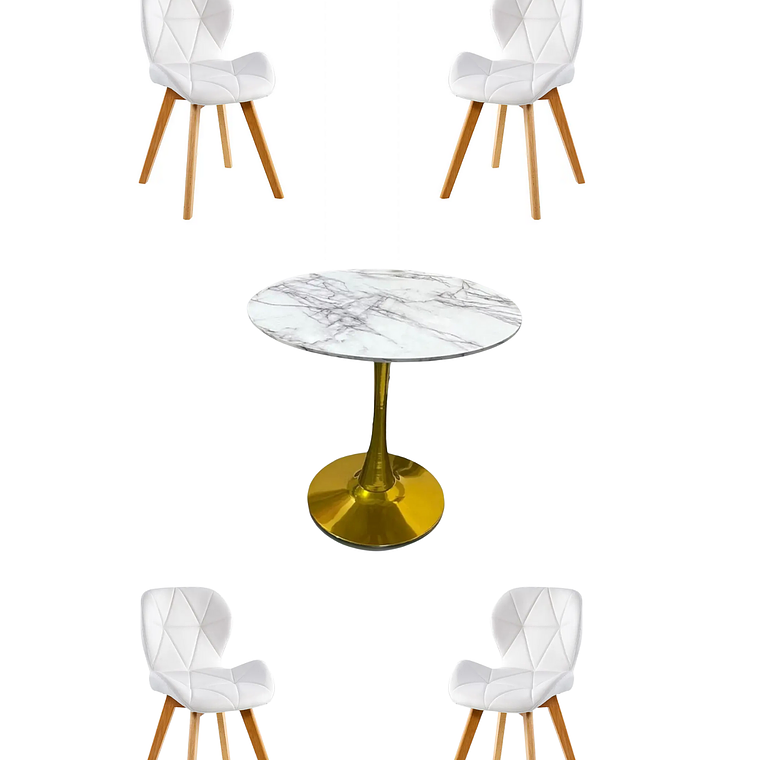 Comedor Mesa Tulip Golden + Sillas Radar Fiori 4