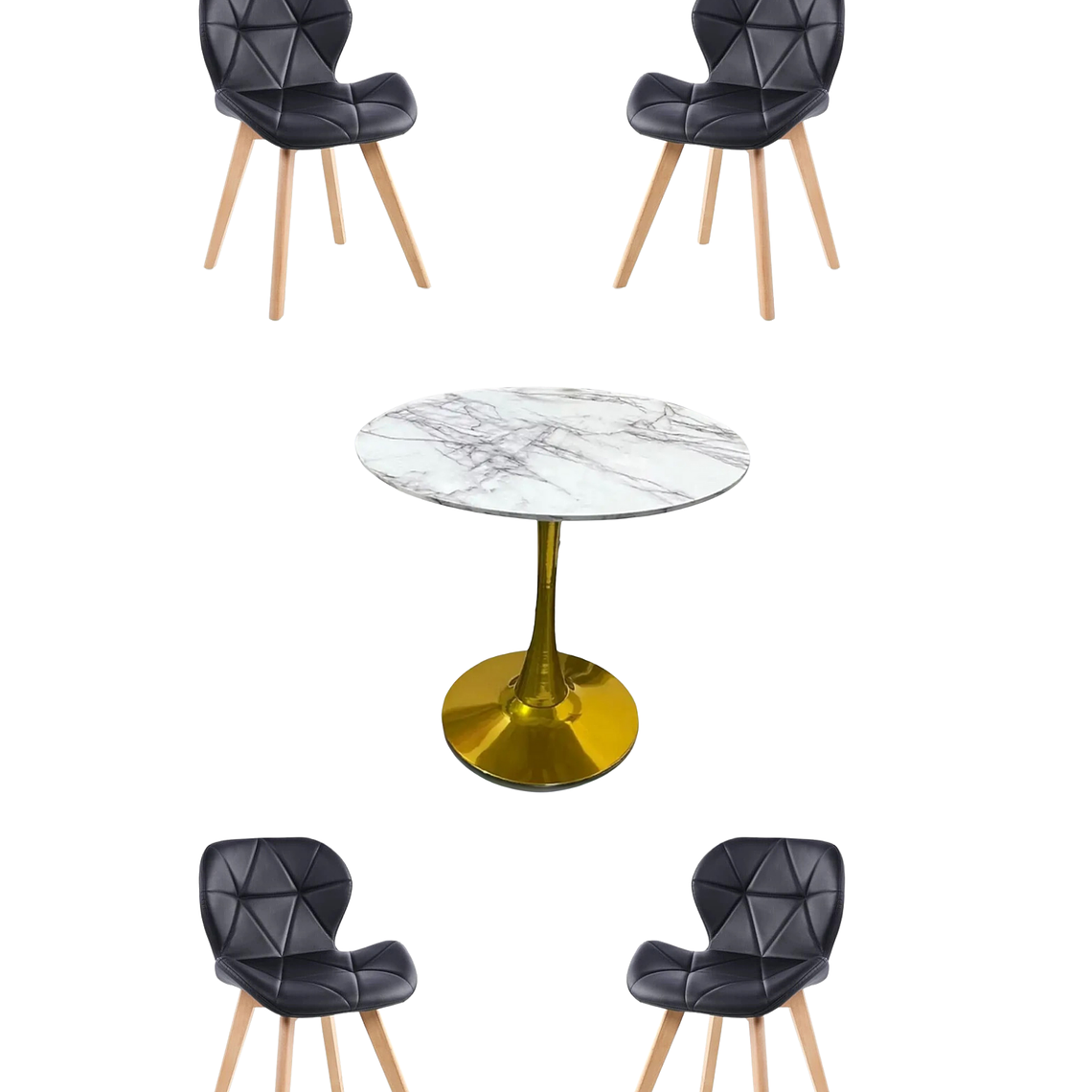 Comedor Mesa Tulip Golden + Sillas Radar Fiori 5