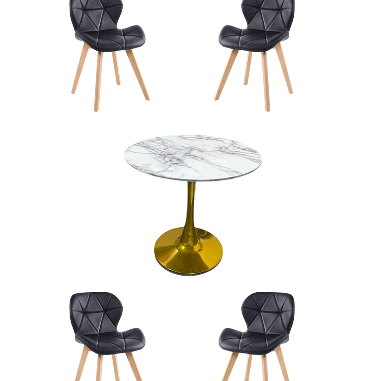 Comedor Mesa Tulip Golden + Sillas Radar Fiori 5