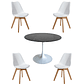 Comedor Mesa Redonda Tulip Cuarzo Negra + Sillas Tulip - Miniatura 1