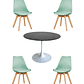 Comedor Mesa Redonda Tulip Cuarzo Negra + Sillas Tulip - Miniatura 2