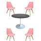 Comedor Mesa Redonda Tulip Cuarzo Negra + Sillas Tulip - Miniatura 3