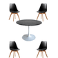 Comedor Mesa Redonda Tulip Cuarzo Negra + Sillas Tulip - Miniatura 6