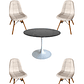 Comedor Mesa Redonda Tulip Cuarzo Negra + Sillas Buckle - Miniatura 3