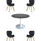 Comedor Mesa Redonda Tulip Cuarzo Negra + Sillas Radar Velvet - Miniatura 3