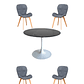 Comedor Mesa Redonda Tulip Cuarzo Negra + Sillas Radar Velvet - Miniatura 4