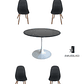 Comedor Mesa Redonda Tulip Cuarzo Negra + Sillas Capitone - Miniatura 1