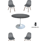 Comedor Mesa Redonda Tulip Cuarzo Negra + Sillas Capitone - Miniatura 2