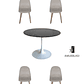 Comedor Mesa Redonda Tulip Cuarzo Negra + Sillas Capitone - Miniatura 3