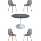 Comedor Mesa Redonda Tulip Cuarzo Negra + Sillas Scoop - Miniatura 4