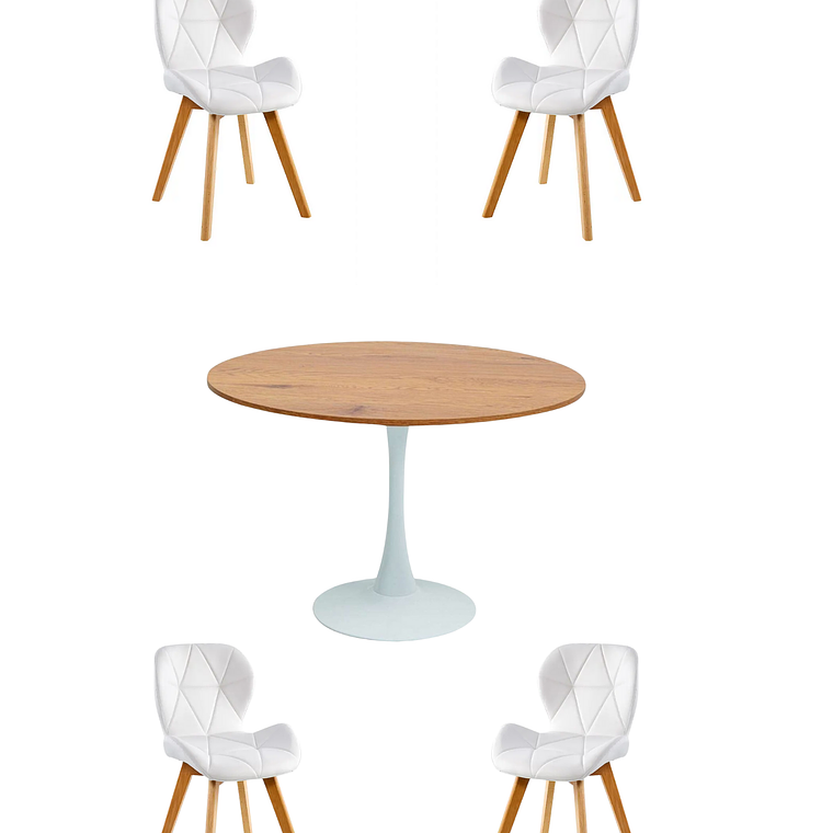 Comedor Mesa Redonda Tulip Madera + Sillas Radar Fiori 4