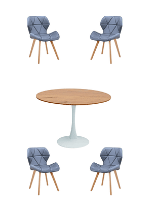 Comedor Mesa Redonda Tulip Madera + Sillas Radar Fiori