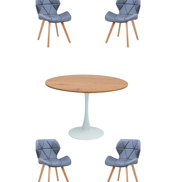Comedor Mesa Redonda Tulip Madera + Sillas Radar Fiori 2