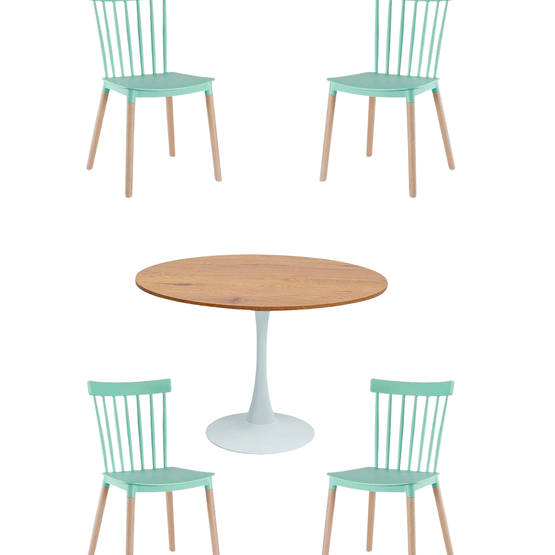 Comedor Mesa Redonda Tulip Madera + Sillas Windsor 2