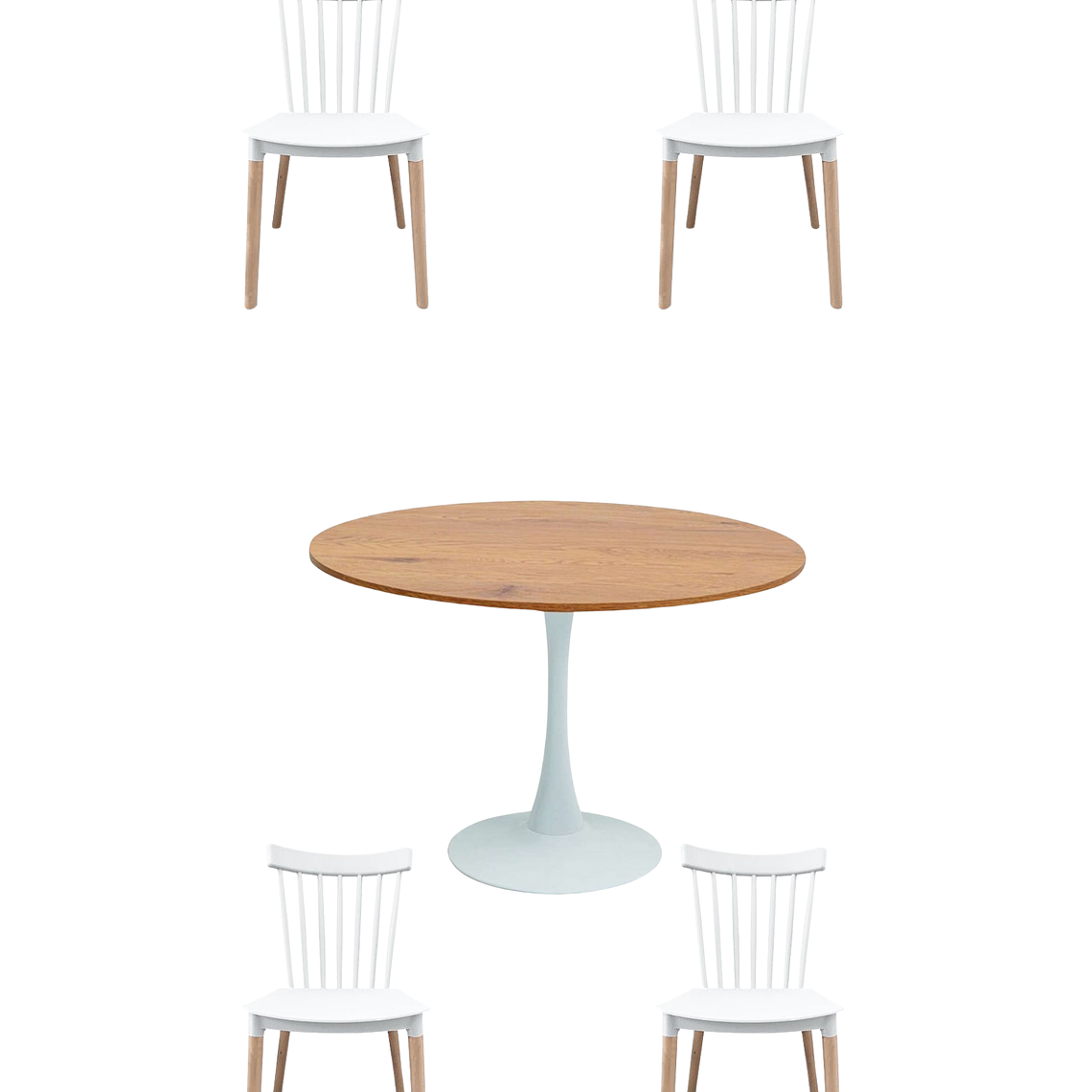 Comedor Mesa Redonda Tulip Madera + Sillas Windsor 3