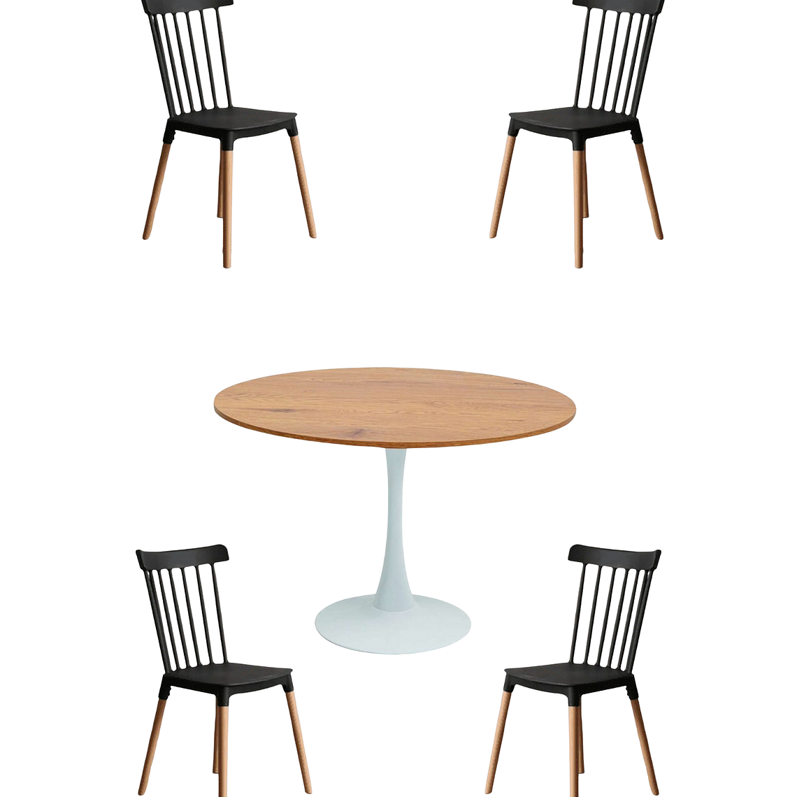 Comedor Mesa Redonda Tulip Madera + Sillas Windsor 5