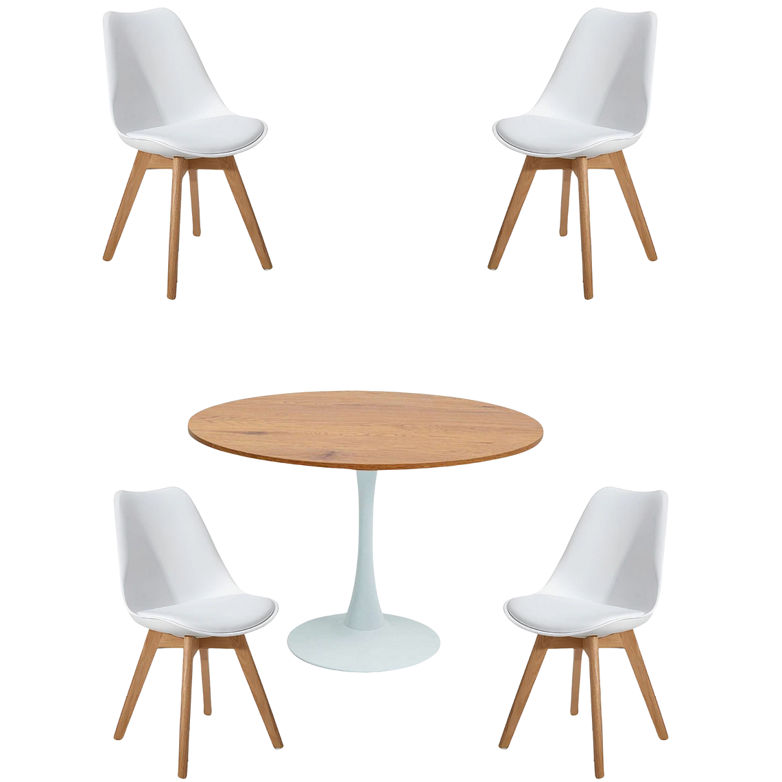 Comedor Mesa Redonda Tulip Madera + Sillas Tulip 2