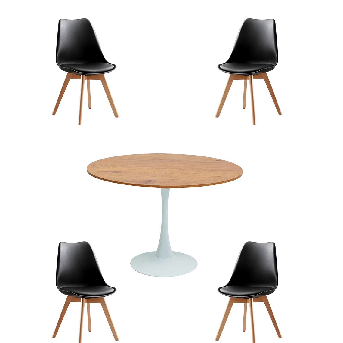 Comedor Mesa Redonda Tulip Madera + Sillas Tulip 7