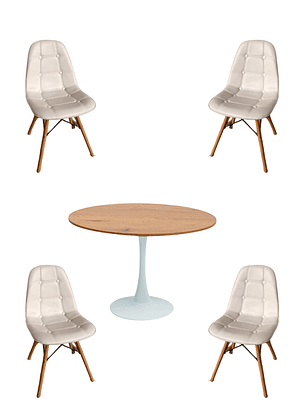 Comedor Mesa Redonda Tulip Madera + Sillas Buckle