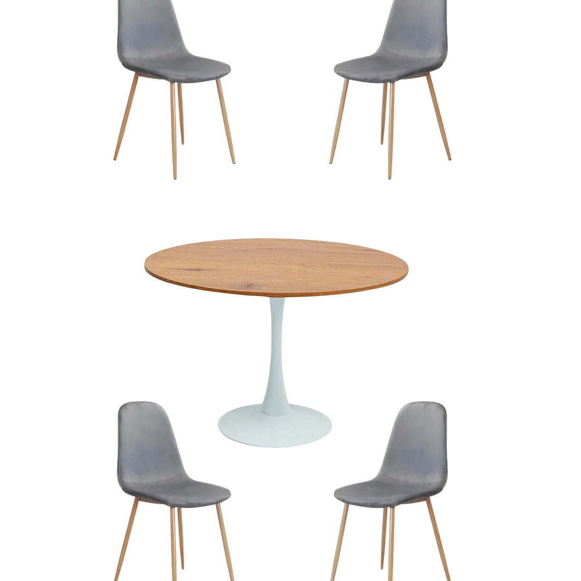 Comedor Mesa Redonda Tulip Madera + Sillas Scoop 4