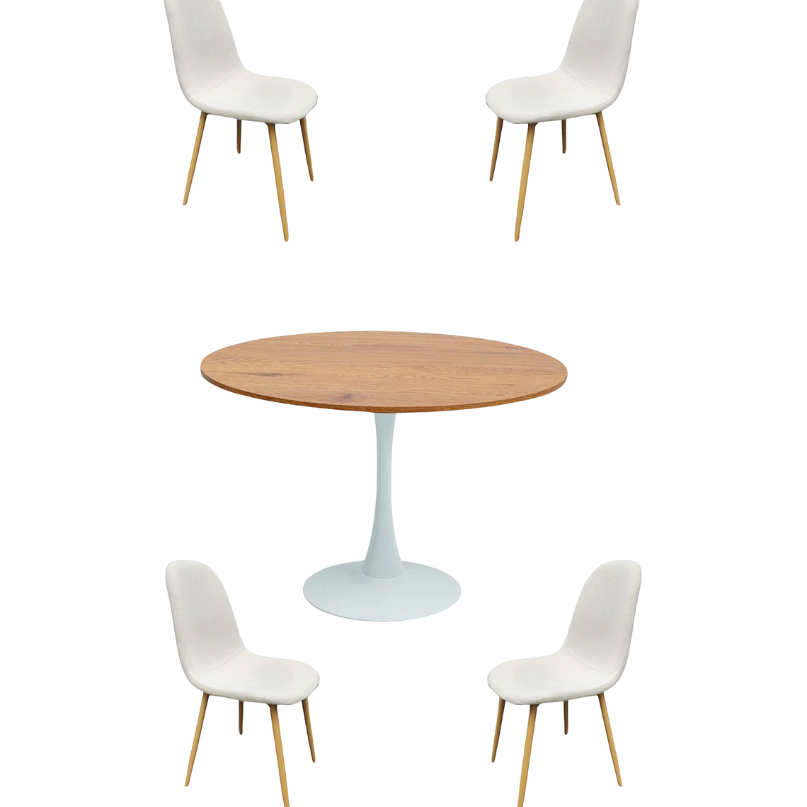 Comedor Mesa Redonda Tulip Madera + Sillas Scoop 5