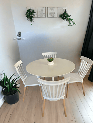 Comedor Mesa Redonda Tulip + Sillas Windsor