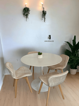 Comedor Mesa Redonda Tulip  + Sillas Radar Velvet