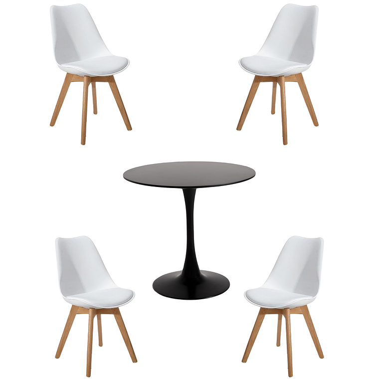 Comedor Mesa Redonda Tulip Blanca + Sillas Tulip 8
