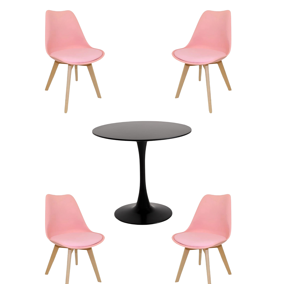 Comedor Mesa Redonda Tulip Blanca + Sillas Tulip 10