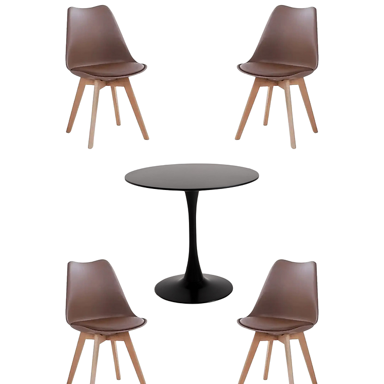 Comedor Mesa Redonda Tulip Blanca + Sillas Tulip 11