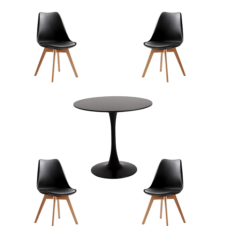 Comedor Mesa Redonda Tulip Blanca + Sillas Tulip 13