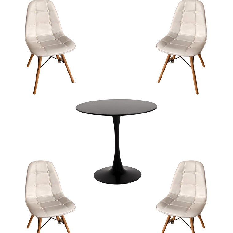 Comedor Mesa Redonda Tulip + Sillas Buckle 5