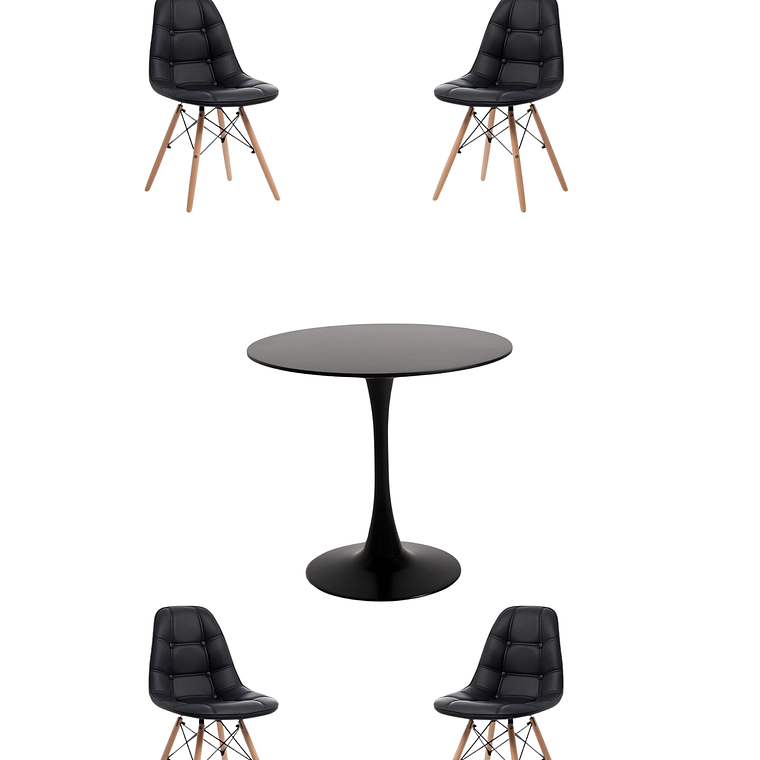 Comedor Mesa Redonda Tulip + Sillas Buckle 6