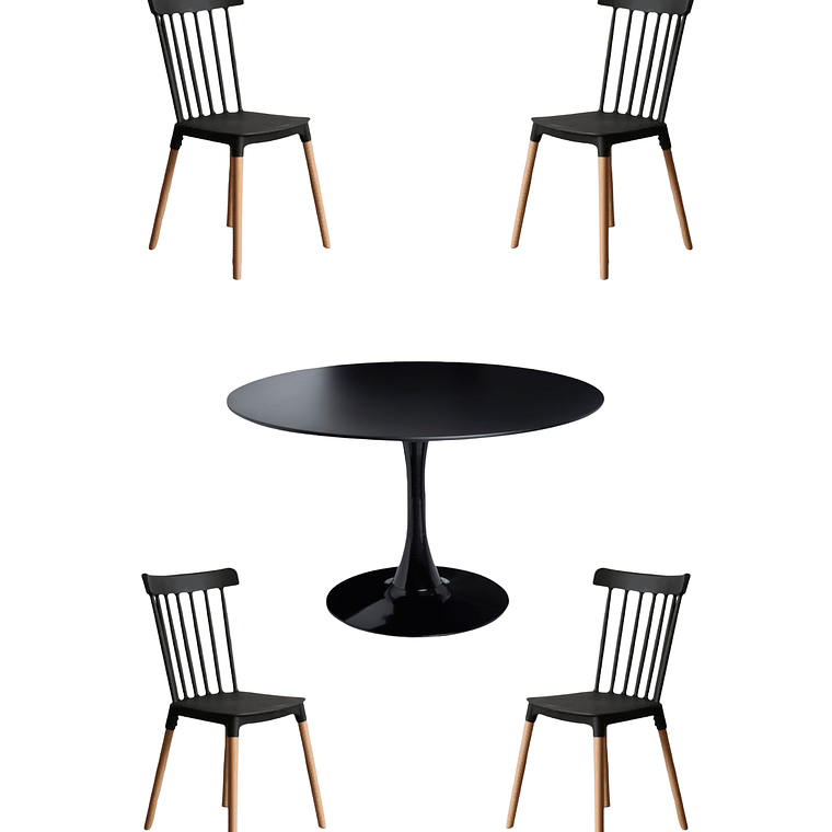 Comedor Mesa Redonda Tulip + Sillas Windsor 13