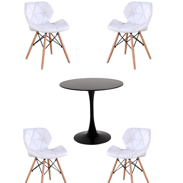 Comedor Mesa Redonda Tulip + Sillas Radar 11