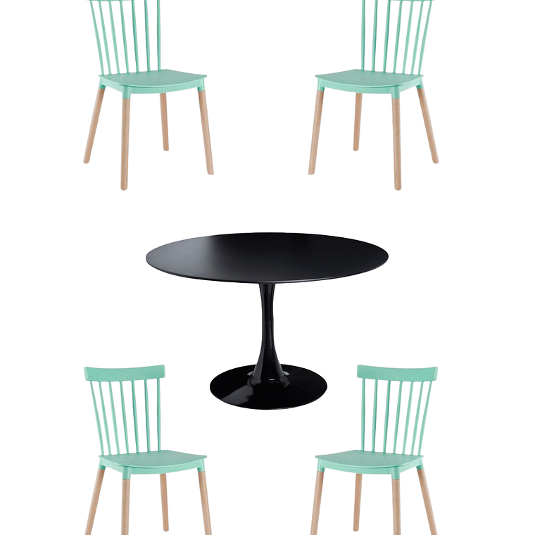 Comedor Mesa Redonda Tulip + Sillas Windsor 14