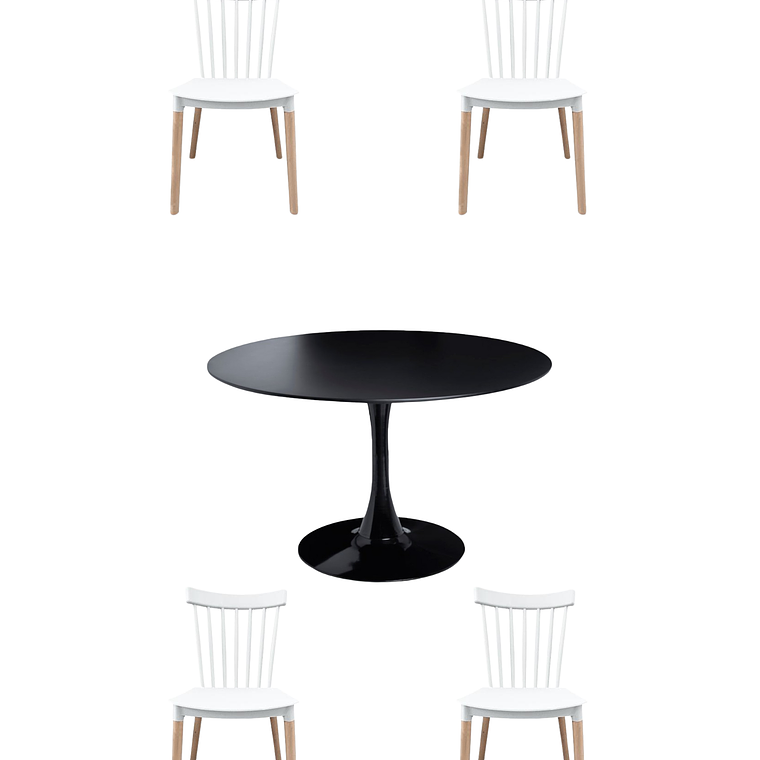 Comedor Mesa Redonda Tulip + Sillas Windsor 15